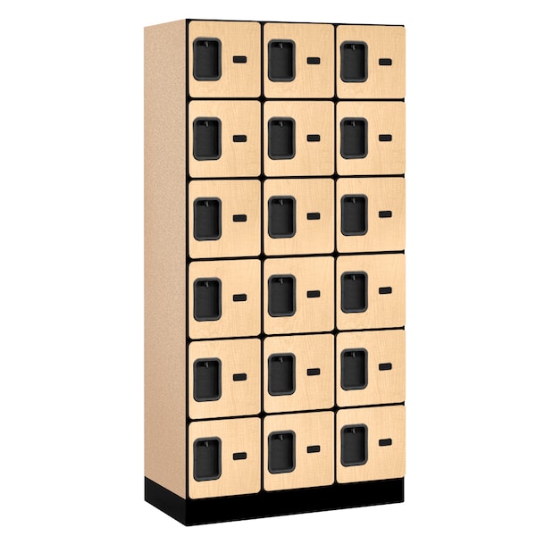 Salsbury Industries Box Locker, 36" W, 18" D, 76" H, (3) Wide, (18) Openings, Maple 36368MAP - main